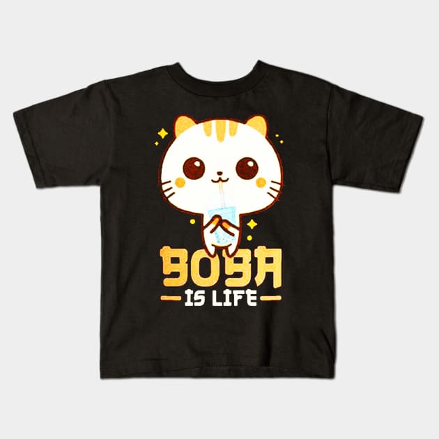 Boba Is Life Kids T-Shirt by hopeakorentoart